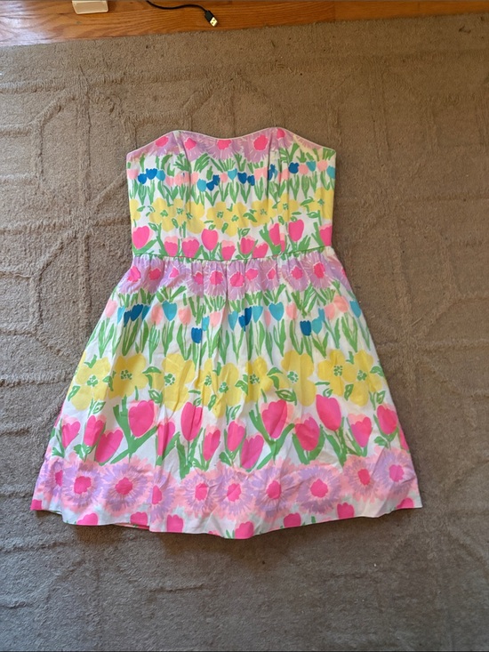 Lilly Pulitzer Dresses & Skirts - Lilly Pulitzer Strapless Floral Sundress in Pink, Yellow & Green